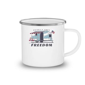 Peace Love Freedom 4Th Of July Avion Airstream Retro Trailer Camping Mug | Mazezy