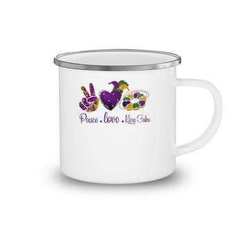 Peace Love King Cake A Mardi Gras Party Carnival Gifts Camping Mug | Mazezy