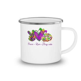 Peace Love King Cake Funny Mardi Gras Party Carnival Gifts Camping Mug | Mazezy