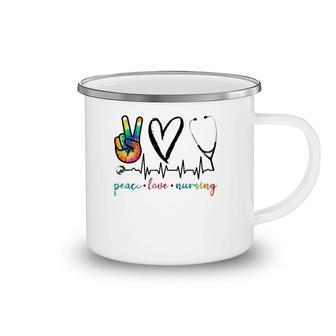 Peace Love Nurse Tie Dye Camping Mug | Mazezy