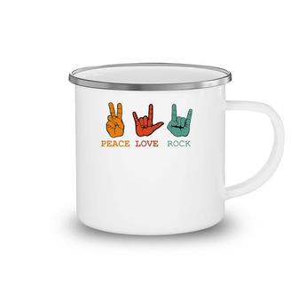 Peace Love Rock And Roll Retro Vintage Peace Loving Musician Camping Mug | Mazezy