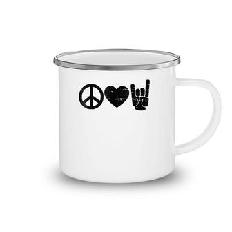 Peace Love Rock And Roll - Rock And Roll S Camping Mug | Mazezy