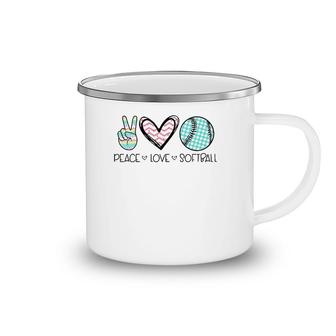 Peace Love Softball Cute Design For Women Teen Girls Camping Mug | Mazezy