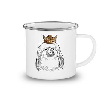 Pekingese Dog Wearing Crown Camping Mug | Mazezy