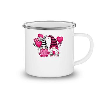 Pink Buffalo Plaid And Heart Balloons Valentine's Day Gnome Raglan Baseball Tee Camping Mug | Mazezy