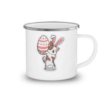Pink Bunny Cat With Giant Egg Cute Cat Easter Eggs Camping Mug - Seseable