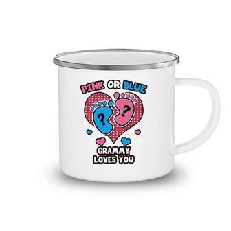 Pink Or Blue Grammy Loves You Gender Reveal Announcement Camping Mug | Mazezy