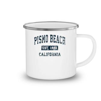 Pismo Beach California Ca Vintage Sports Design Navy Print Zip Camping Mug | Mazezy