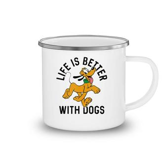 Pluto Life Is Better With Dogs Tank Top Camping Mug | Mazezy