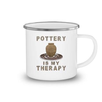 Pottery Is My Therapy Funny Art Lover Camping Mug | Mazezy