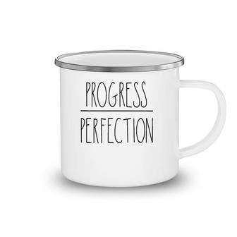 Progress Instead Of Perfection Motivation Self Development Camping Mug | Mazezy
