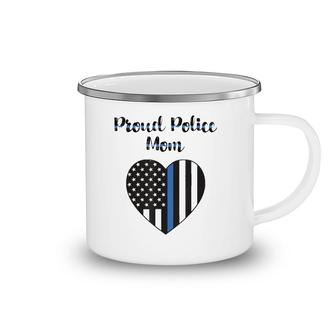 Proud Mom Law Enforcement Heart Thin Blue Line Police Camping Mug | Mazezy