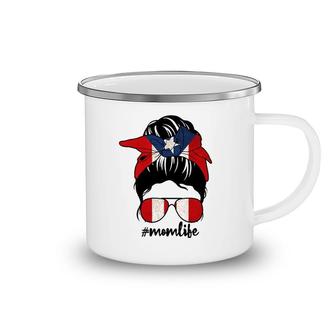 Puerto Rican Mom Life Messy Bun Puerto Rico Flag Gift Camping Mug | Mazezy
