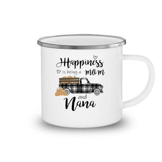 Pumpkin Happiness Is Being A Mom And Nana Funny Nana Gift Camping Mug | Mazezy