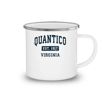 Quantico Virginia Va Vintage Sports Design Navy Print Camping Mug | Mazezy