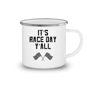 Race Track Checkered Flag Fast Cars It's Race Day Y'all South Camping Mug | Mazezy
