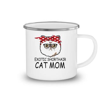 Red Bandana Exotic Shorthair Cat Mom Mother's Day Camping Mug | Mazezy
