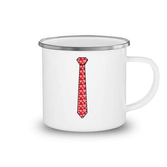 Red Tie With Hearts Cool Valentine's Day Funny Gift Camping Mug | Mazezy