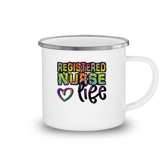 Registered Nurse Life Heart Rainbow Text Nursing Nurse Gift Camping Mug | Mazezy