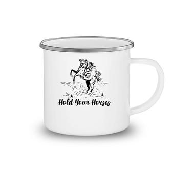 Retro Cowboy Rodeo Dad Hold Your Horses Western Country Gift Camping Mug | Mazezy