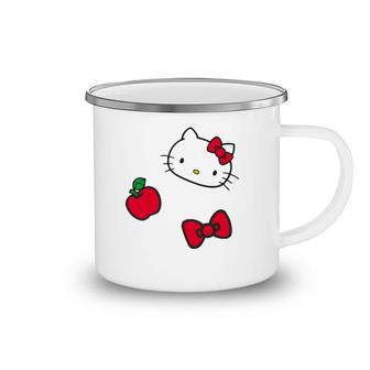 Retro Patches Red Apple Bow Camping Mug | Mazezy
