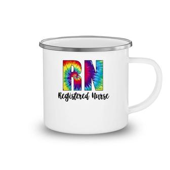 Rn Tie Dye Registered Nurse Colorful Text Camping Mug | Mazezy
