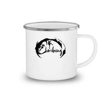 Rock Climbing Lettering With Climber And Female Climber Climbing Bouldering Camping Mug | Mazezy
