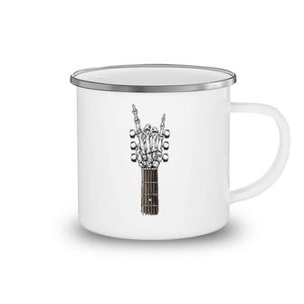 Rock On Guitar Neck - With A Sweet Rock & Roll Skeleton Hand Camping Mug | Mazezy
