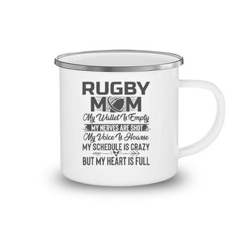 Rugby Mom My Wallet Is Empty But My Heart Is Full Camping Mug | Mazezy