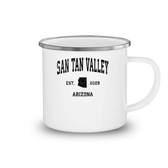 San Tan Valley Arizona Az Vintage Sports Design Black Print Camping Mug | Mazezy
