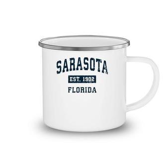 Sarasota Florida Fl Vintage Sports Design Navy Print Pullover Camping Mug | Mazezy