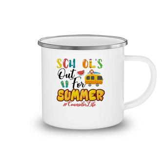 School's Out For Summer Counselor Life Beach Vacation Van Car And Flip-Flops Camping Mug | Mazezy