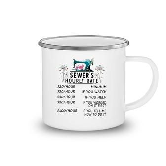 Sewer's Hourly Rate Floral Sewing Machine Dandelion Camping Mug | Mazezy
