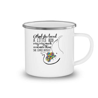 She Loved A Little Boy Very Much Autism Elephant Mom Camping Mug | Mazezy