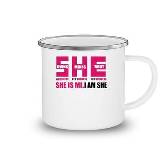 She Owns Minds 'Bout Business Businesswoman Entrepreneur Camping Mug | Mazezy