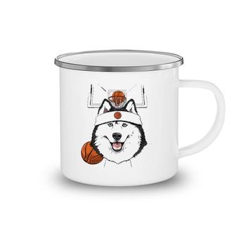 Siberian Husky Basketball Dog Lovers Basketball Player Camping Mug | Mazezy