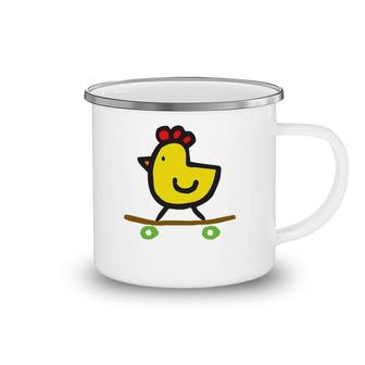 Skateboard Chick- Cute Funny Chicken Camping Mug | Mazezy