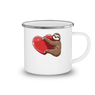 Sloth Heart Valentine's Day Sloth Lovers Sloth Hugging Heart Camping Mug | Mazezy