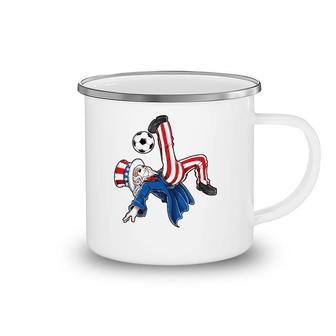 Soccer 4Th Of July Kids Boys Uncle Sam American Flag Camping Mug | Mazezy