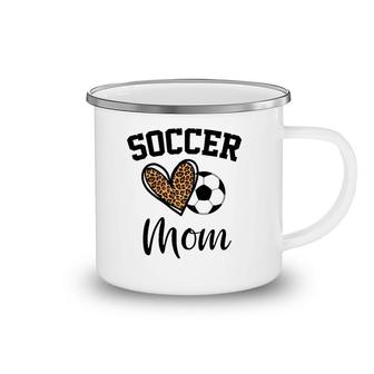 Soccer Mom Leopard Heart Funny Mothers Day Camping Mug | Mazezy