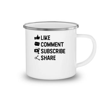 Social Media Like Comment Subscribe Share Gift Camping Mug | Mazezy