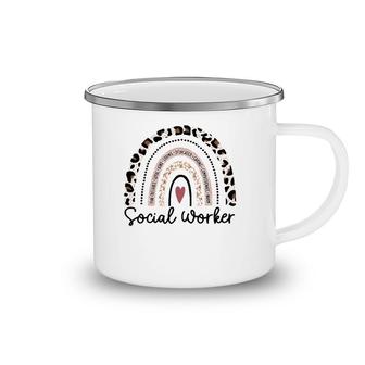 Social Worker Leopard Rainbow Caring Social Work Gift Camping Mug | Mazezy
