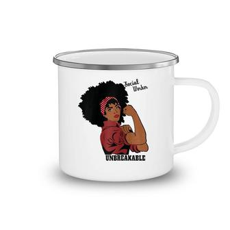 Social Worker Typography Awareness Gift Black Women Raglan Baseball Tee Camping Mug | Mazezy