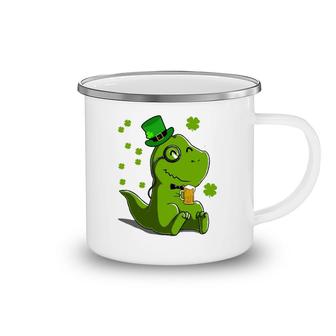 St Patrick's Day Irish Leprechaun Dinosaur T Rex Beer Camping Mug | Mazezy