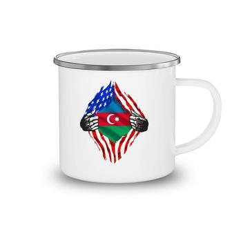 Super Azerbaijani Heritage Azerbaijan Roots Usa Flag Camping Mug | Mazezy