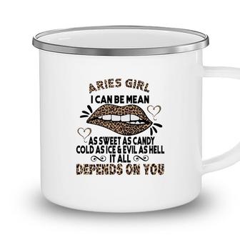 Sweet As Candy Cold As Ice Aries Leopard Aries Girls Birthday Gift Camping Mug - Seseable