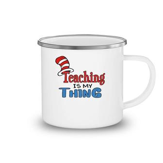 Teaching Is My Things Dr Teacher Red And White Stripe Hat Camping Mug | Mazezy