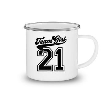 Team Girl Gender Reveal 2021 Birth Announcement Shower Gift Camping Mug | Mazezy