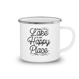 The Lake Is My Happy Place Funny Summer Camp Vacation Gift Camping Mug | Mazezy