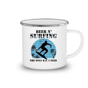 The Only Bs I Need Is Beer And Surfing Retro Beach Camping Mug | Mazezy